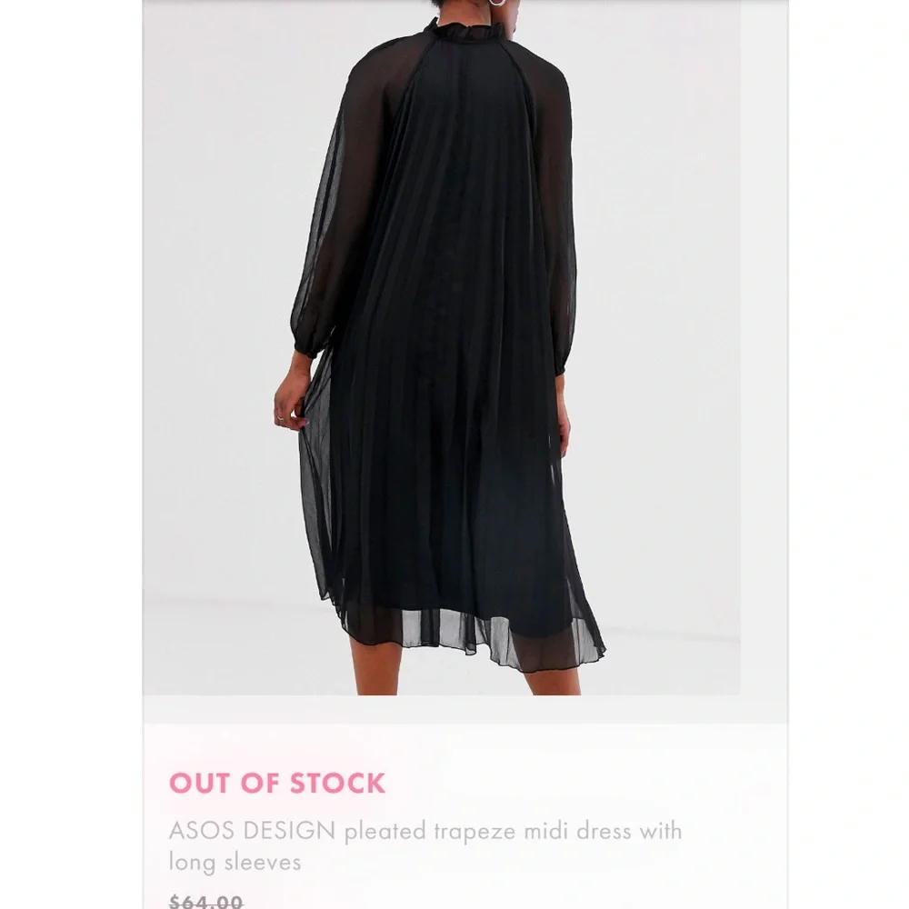 ASOS DESIGN pleated trapeze midi dress with long sleeves - Picture 3 of 8